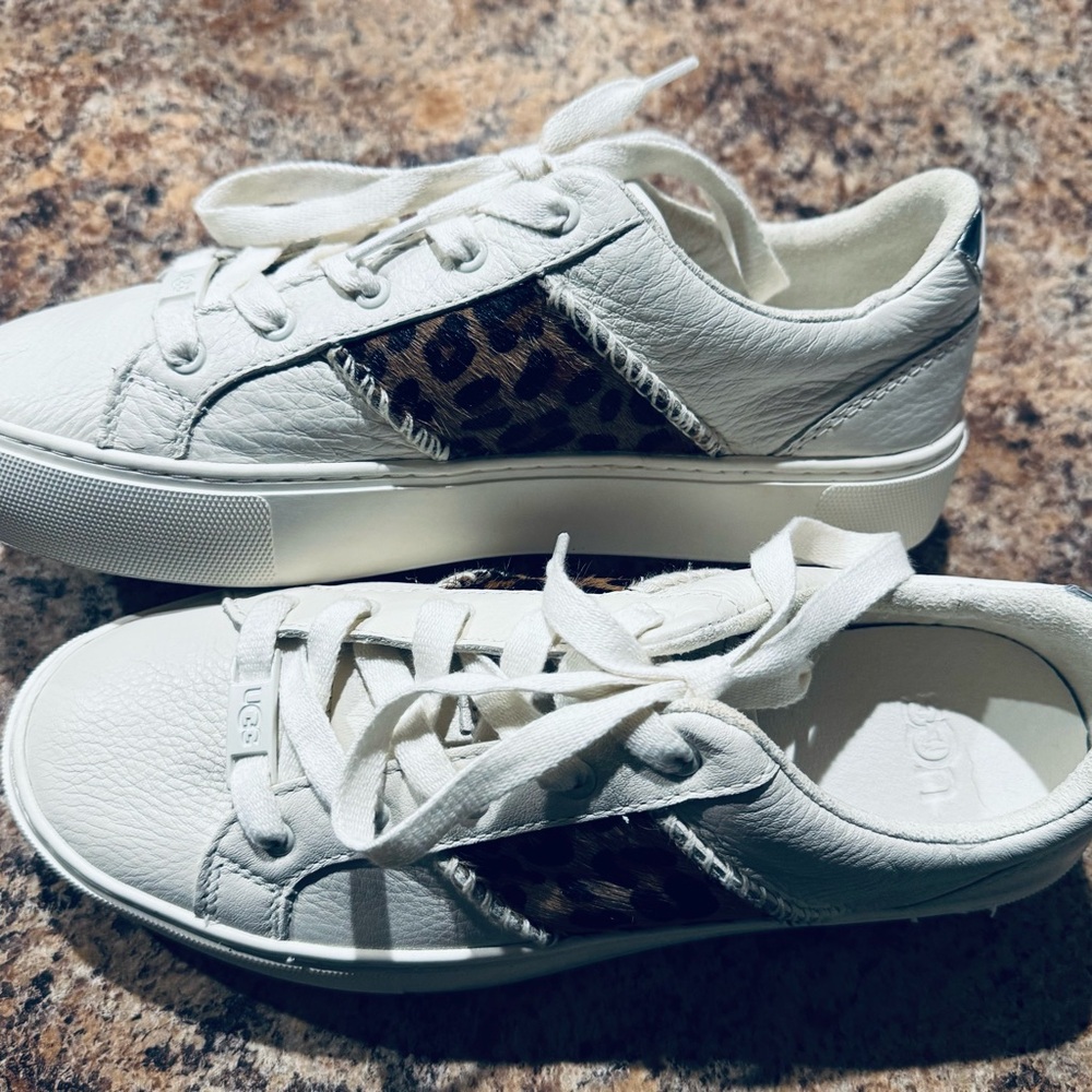 UGG Brand size 6 Dinale Exotic Sneakers (White) .. styles; lace up front